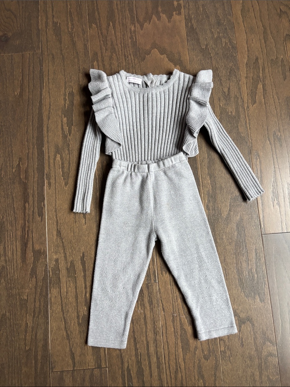 Bon Knit Girls Ribbed Ruffle Sweater knit Set - Picture 2 of 7